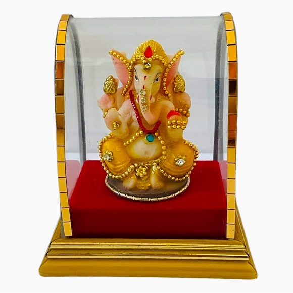 Other - Acrylic Gold Ganesh Statue in Glass, Ganesha Idols for Home Office Car Decor